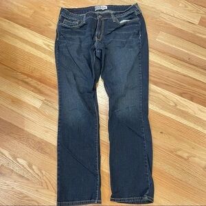 Levi's signature mid rise straight dark wash denim blue jeans stretch 34